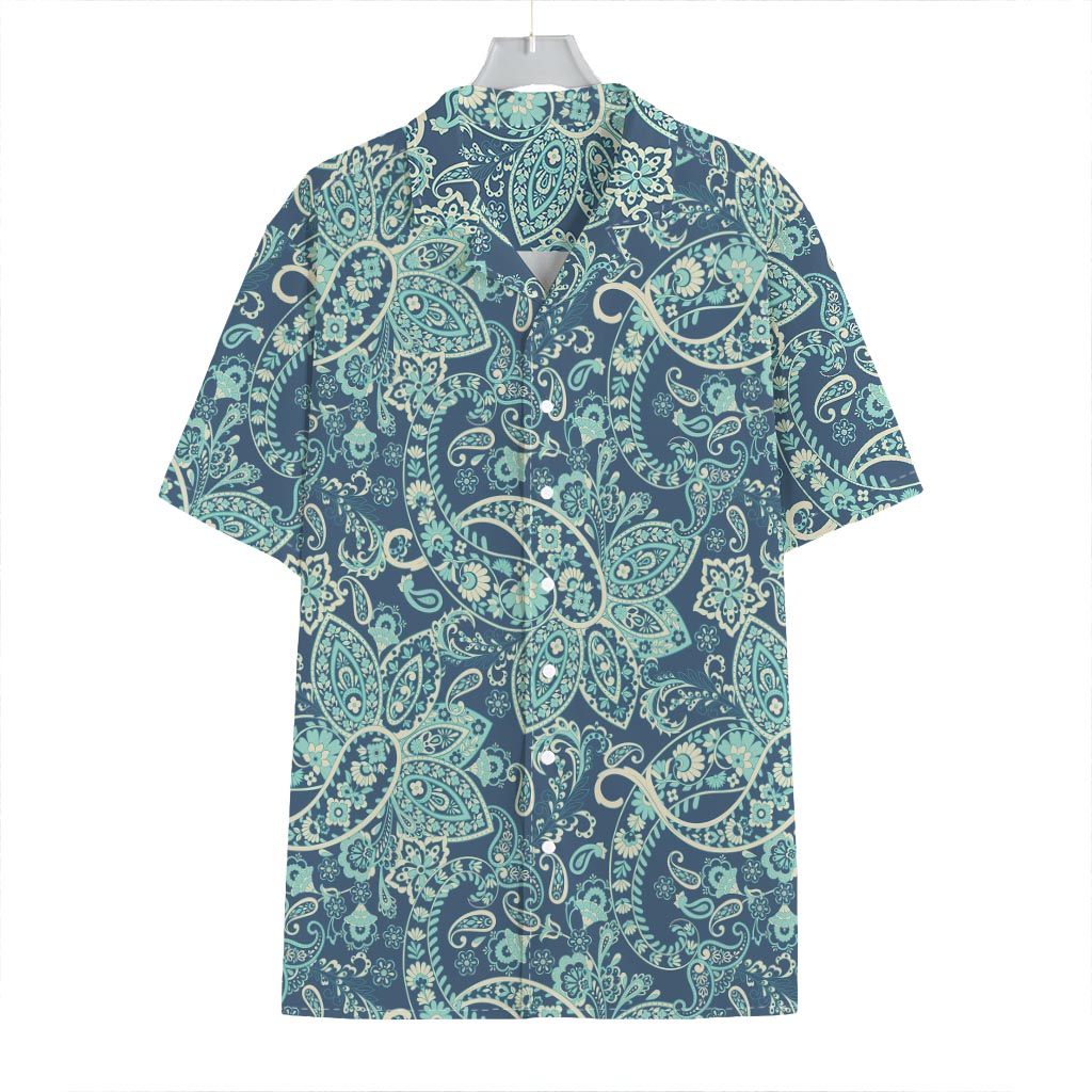 Blue Sky Paisley Bohemian Pattern Print Hawaiian Shirt