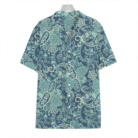 Blue Sky Paisley Bohemian Pattern Print Hawaiian Shirt