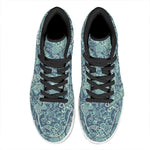 Blue Sky Paisley Bohemian Pattern Print High Top Leather Sneakers