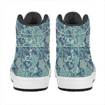 Blue Sky Paisley Bohemian Pattern Print High Top Leather Sneakers