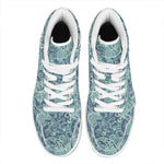Blue Sky Paisley Bohemian Pattern Print High Top Leather Sneakers
