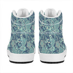 Blue Sky Paisley Bohemian Pattern Print High Top Leather Sneakers
