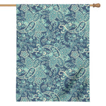 Blue Sky Paisley Bohemian Pattern Print House Flag