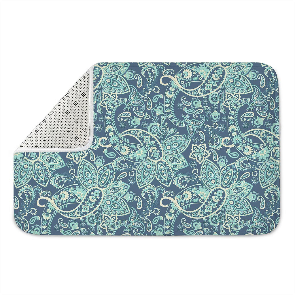 Blue Sky Paisley Bohemian Pattern Print Indoor Door Mat