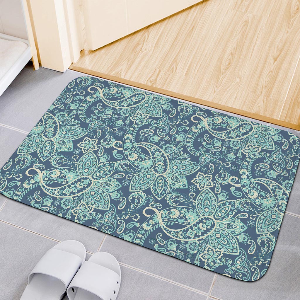 Blue Sky Paisley Bohemian Pattern Print Indoor Door Mat