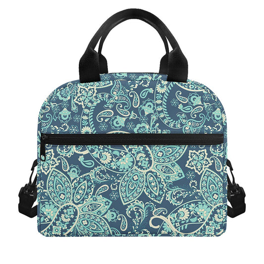 Blue Sky Paisley Bohemian Pattern Print Insulated Lunch Bag