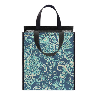 Blue Sky Paisley Bohemian Pattern Print Insulated Lunch Tote