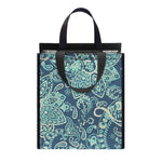 Blue Sky Paisley Bohemian Pattern Print Insulated Lunch Tote