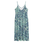 Blue Sky Paisley Bohemian Pattern Print Jersey Midi Cami Dress