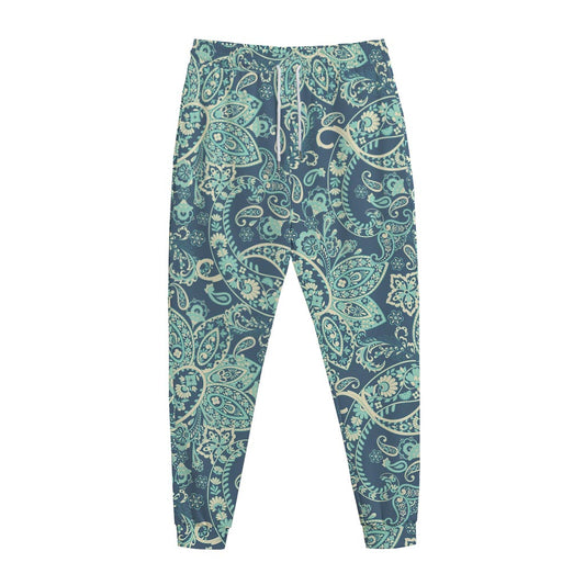 Blue Sky Paisley Bohemian Pattern Print Jogger Pants