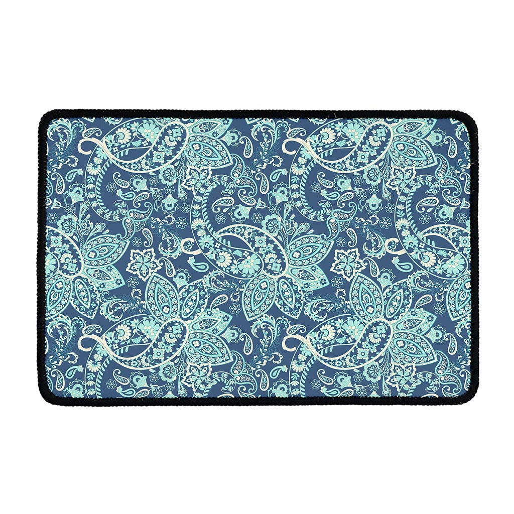 Blue Sky Paisley Bohemian Pattern Print Kitchen Mat