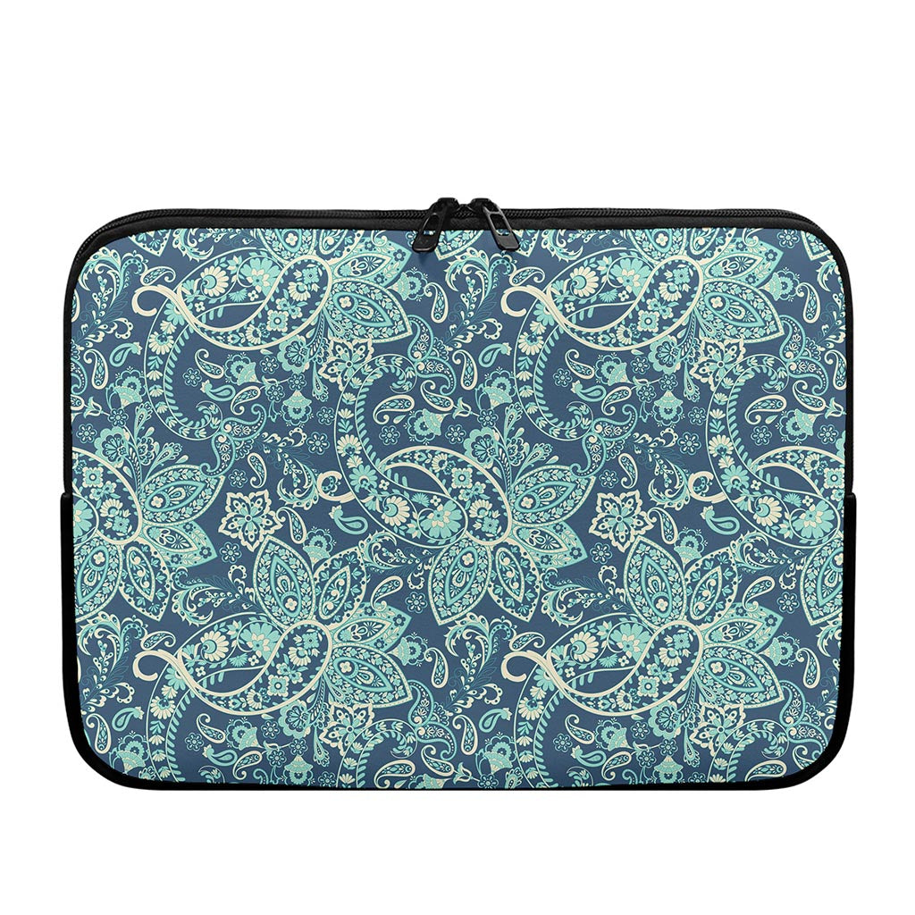 Blue Sky Paisley Bohemian Pattern Print Laptop Sleeve