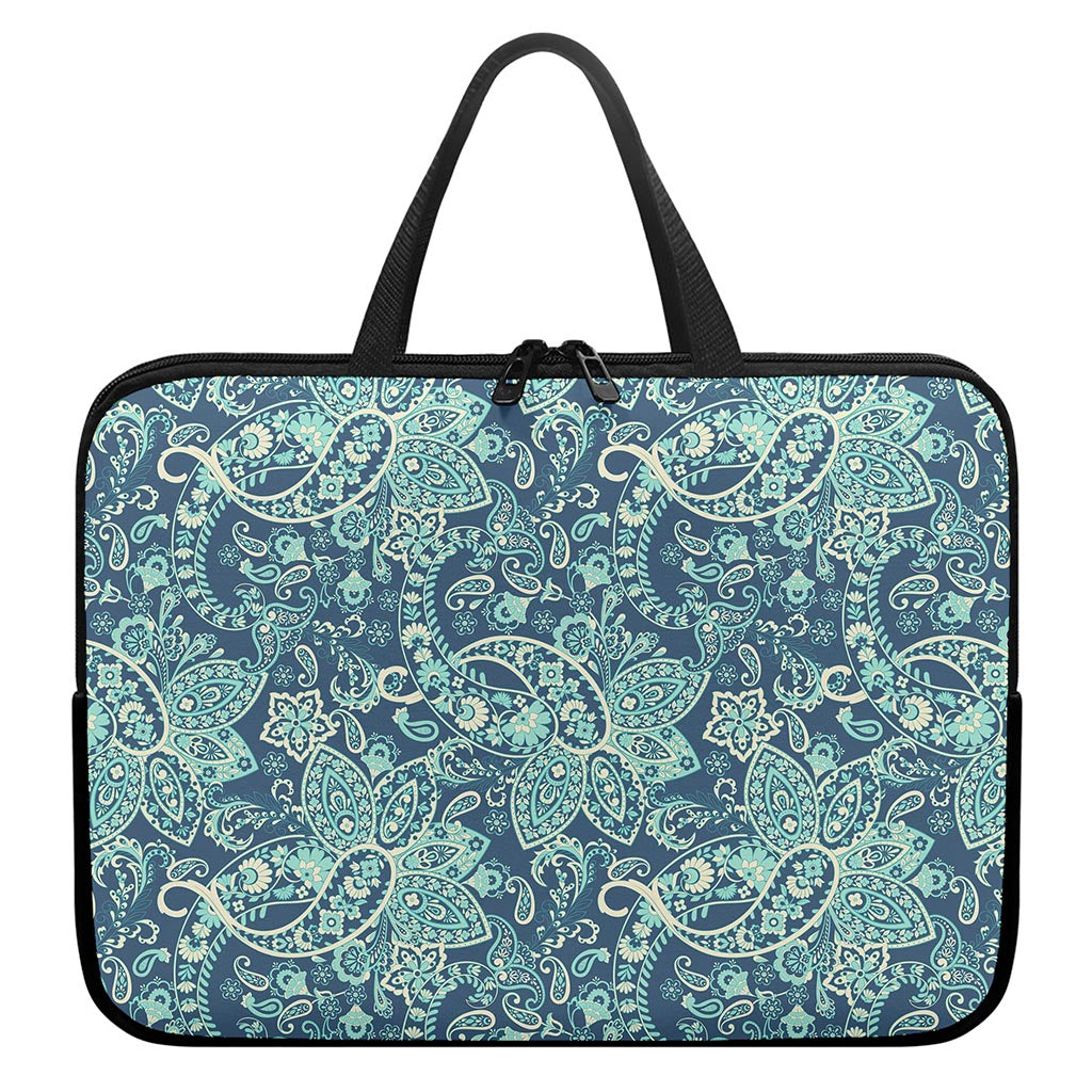 Blue Sky Paisley Bohemian Pattern Print Laptop Sleeve With Handle