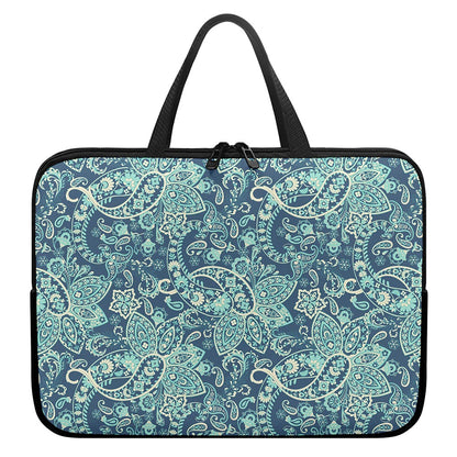 Blue Sky Paisley Bohemian Pattern Print Laptop Sleeve With Handle