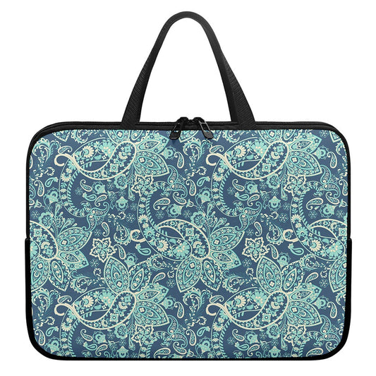 Blue Sky Paisley Bohemian Pattern Print Laptop Sleeve With Handle