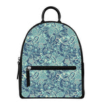 Blue Sky Paisley Bohemian Pattern Print Leather Backpack