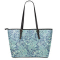 Blue Sky Paisley Bohemian Pattern Print Leather Tote Bag With Zipper
