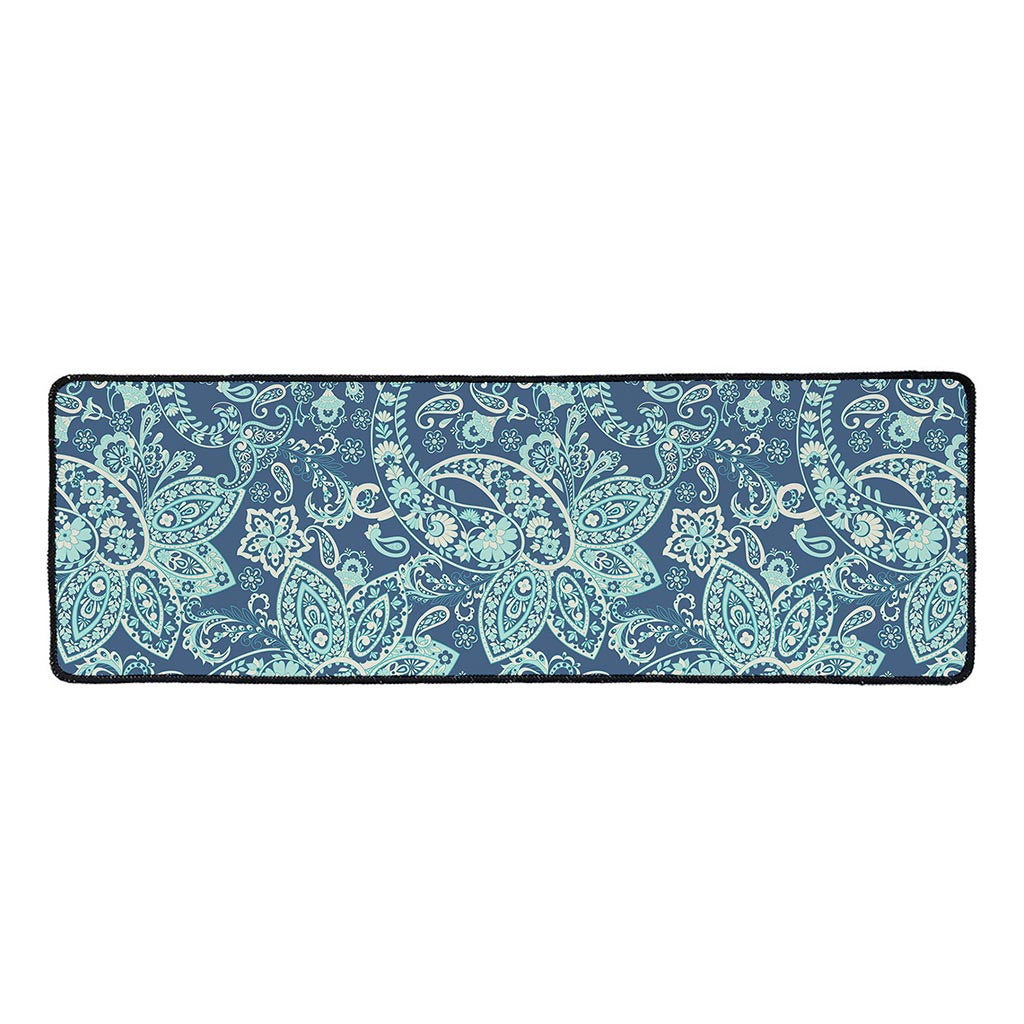 Blue Sky Paisley Bohemian Pattern Print Long Kitchen Mat