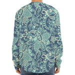 Blue Sky Paisley Bohemian Pattern Print Long Sleeve Baseball Jersey