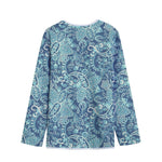 Blue Sky Paisley Bohemian Pattern Print Long Sleeve Short Coat