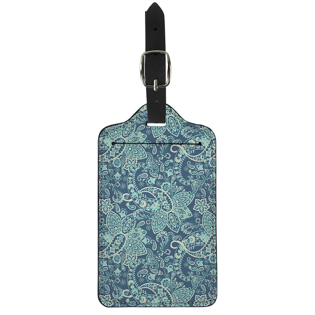 Blue Sky Paisley Bohemian Pattern Print Luggage Tag