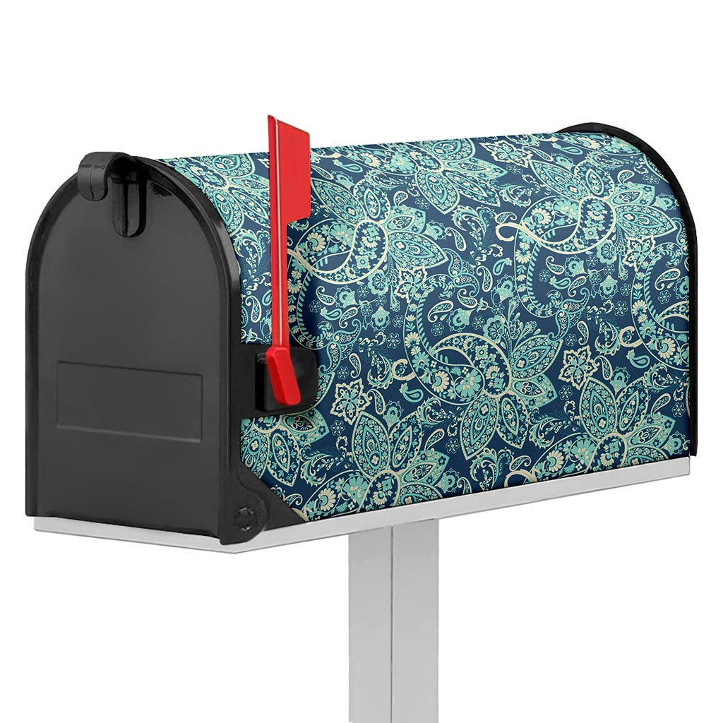 Blue Sky Paisley Bohemian Pattern Print Mailbox Cover