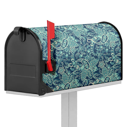 Blue Sky Paisley Bohemian Pattern Print Mailbox Cover