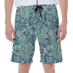 Blue Sky Paisley Bohemian Pattern Print Men's Beach Shorts