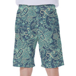 Blue Sky Paisley Bohemian Pattern Print Men's Beach Shorts