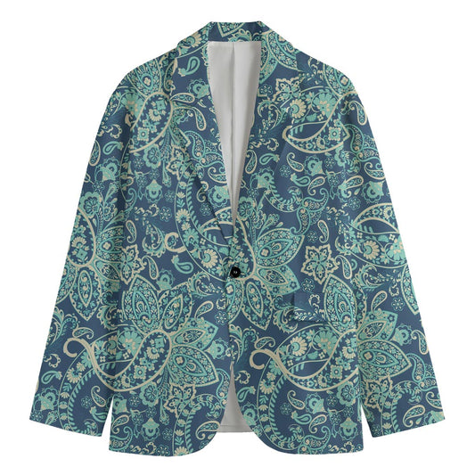 Blue Sky Paisley Bohemian Pattern Print Men's Blazer