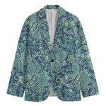 Blue Sky Paisley Bohemian Pattern Print Men's Blazer