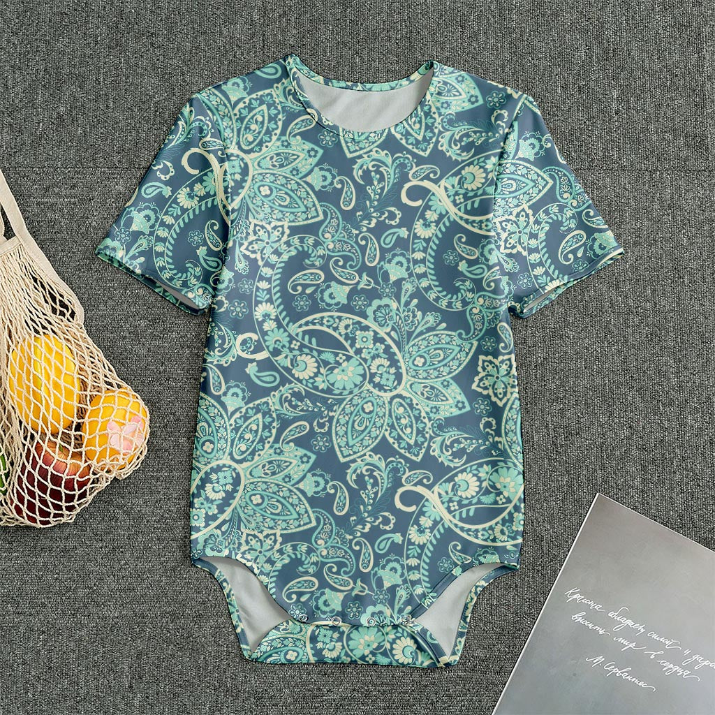 Blue Sky Paisley Bohemian Pattern Print Men's Bodysuit