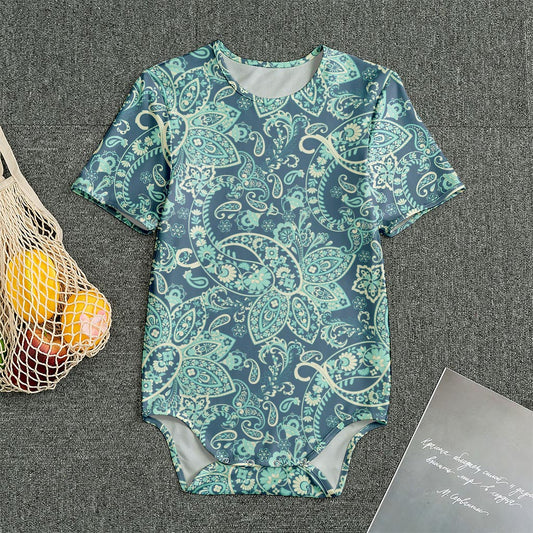Blue Sky Paisley Bohemian Pattern Print Men's Bodysuit