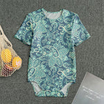 Blue Sky Paisley Bohemian Pattern Print Men's Bodysuit