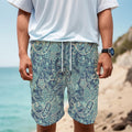 Blue Sky Paisley Bohemian Pattern Print Men's Cargo Shorts