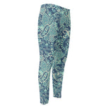Blue Sky Paisley Bohemian Pattern Print Men's Compression Pants