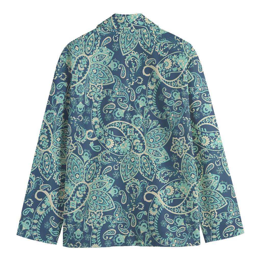 Blue Sky Paisley Bohemian Pattern Print Men's Cotton Blazer
