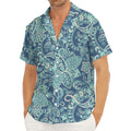 Blue Sky Paisley Bohemian Pattern Print Men's Deep V-Neck Shirt