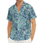 Blue Sky Paisley Bohemian Pattern Print Men's Deep V-Neck Shirt