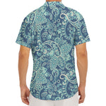 Blue Sky Paisley Bohemian Pattern Print Men's Deep V-Neck Shirt