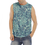 Blue Sky Paisley Bohemian Pattern Print Men's Fitness Tank Top