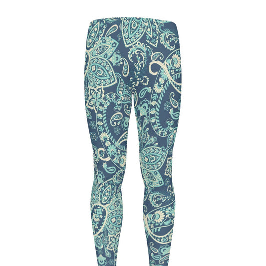 Blue Sky Paisley Bohemian Pattern Print Men's leggings