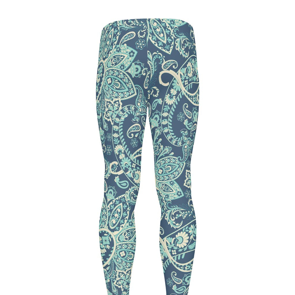 Blue Sky Paisley Bohemian Pattern Print Men's leggings