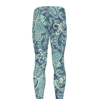 Blue Sky Paisley Bohemian Pattern Print Men's leggings