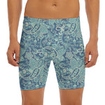 Blue Sky Paisley Bohemian Pattern Print Men's Long Boxer Briefs