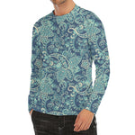 Blue Sky Paisley Bohemian Pattern Print Men's Long Sleeve Rash Guard