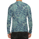 Blue Sky Paisley Bohemian Pattern Print Men's Long Sleeve Rash Guard
