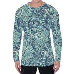 Blue Sky Paisley Bohemian Pattern Print Men's Long Sleeve T-Shirt