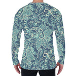 Blue Sky Paisley Bohemian Pattern Print Men's Long Sleeve T-Shirt