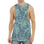 Blue Sky Paisley Bohemian Pattern Print Men's Muscle Tank Top